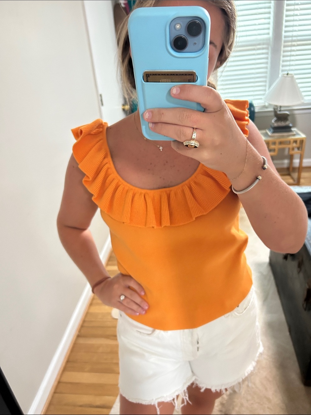 Endless Rose Ruffled Scoop Neck Women's Tank Top - Orange